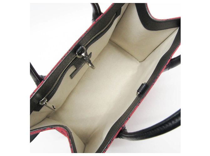 Bolsa tote pequena em canvas GG com G entrelaçado da Gucci Preto Vermelho - vista 3