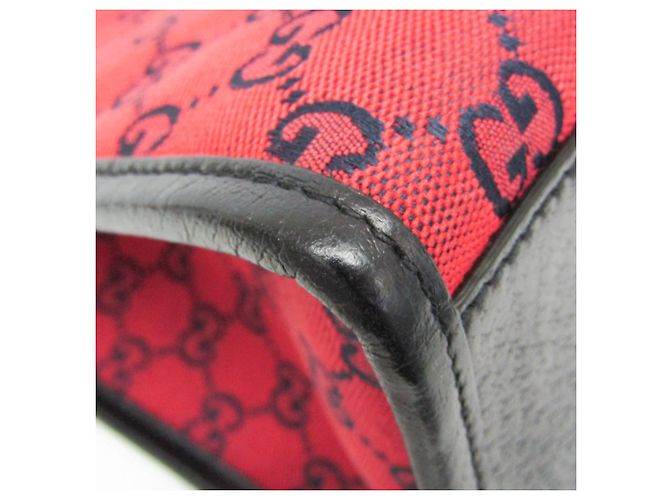 Bolsa tote pequena em canvas GG com G entrelaçado da Gucci Preto Vermelho - vista 4