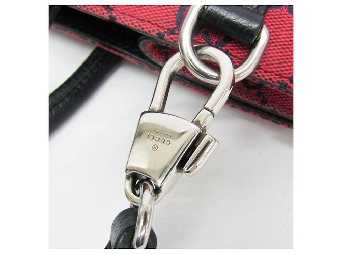 Bolsa tote pequena em canvas GG com G entrelaçado da Gucci Preto Vermelho - vista 6