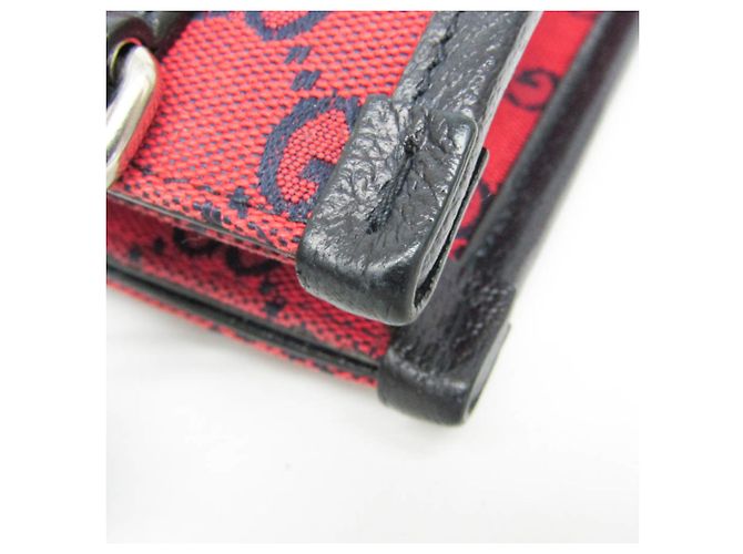 Bolsa tote pequena em canvas GG com G entrelaçado da Gucci Preto Vermelho - vista 7