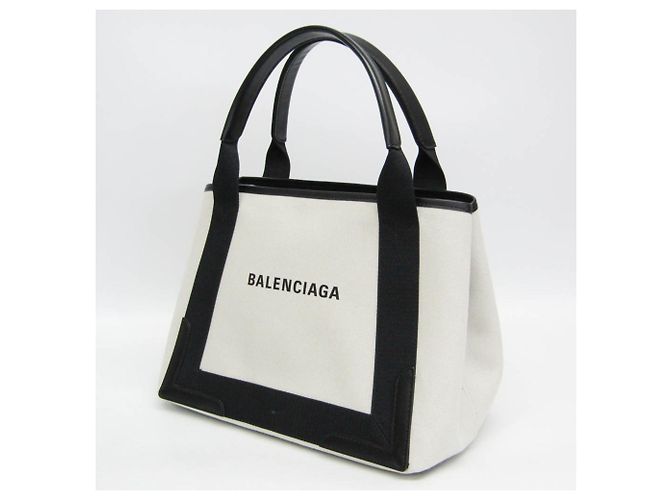Borsa a mano Cabas S da donna Balenciaga in blu navy Nero Bianco sporco - vista 10