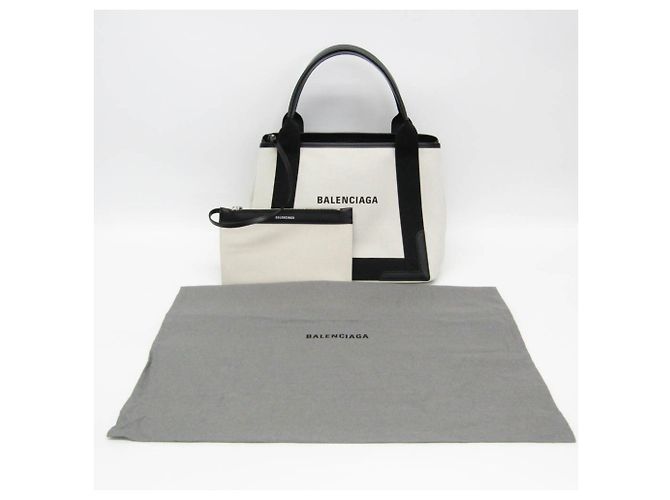 Borsa a mano Cabas S da donna Balenciaga in blu navy Nero Bianco sporco - vista 2