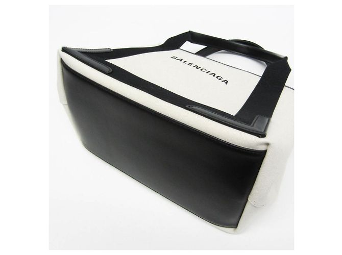 Borsa a mano Cabas S da donna Balenciaga in blu navy Nero Bianco sporco - vista 7
