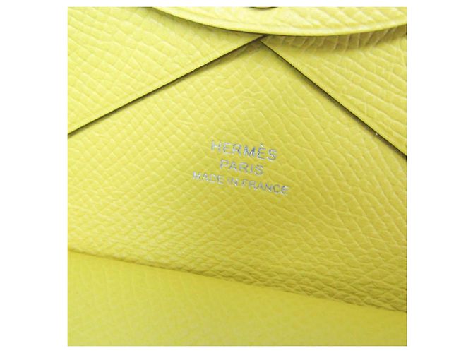 Tarjetero Calvi Duo de cuero Epsom de Hermès en amarillo - vista 10