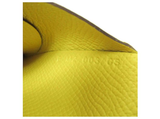 Tarjetero Calvi Duo de cuero Epsom de Hermès en amarillo - vista 11