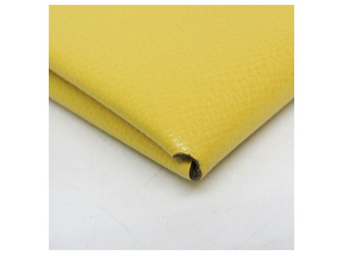 Tarjetero Calvi Duo de cuero Epsom de Hermès en amarillo - vista 7