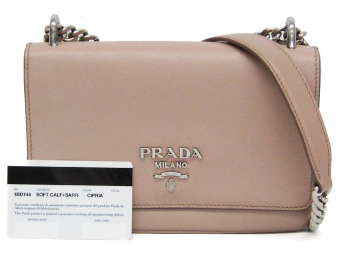 Borsa a Spalla Prada Saffiano Chain 1BD144 Beige - vista 2