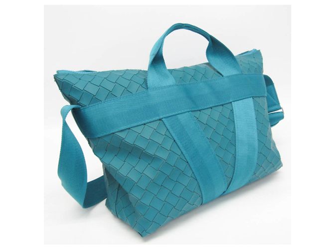 Borsa a spalla e tote in gomma per uomo Bottega Veneta Intrecciato BUFFER Blu - vista 8