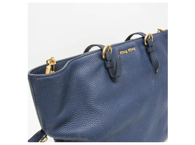Damentasche aus Leder Miu Miu Marineblau - Ansicht 6