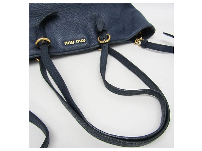 Damentasche aus Leder Miu Miu Marineblau - Ansicht 9