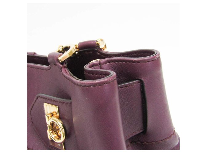 Borsa in pelle Gancini di Salvatore Ferragamo Porpora - vista 10