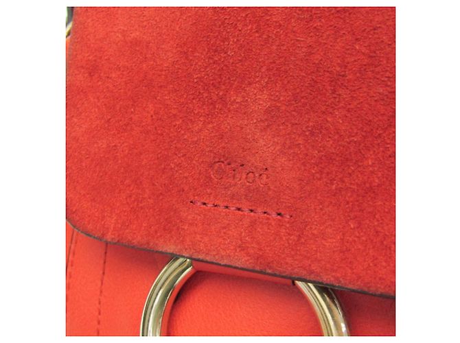 Zaino in pelle e suede Chloé Faye da donna in arancione - vista 12