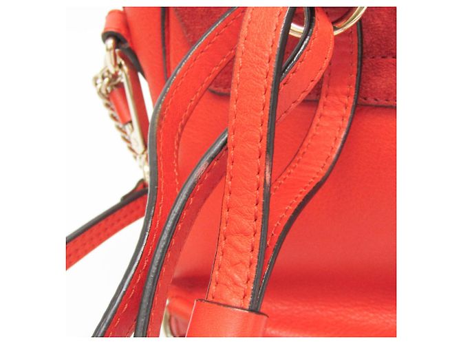 Zaino in pelle e suede Chloé Faye da donna in arancione - vista 15