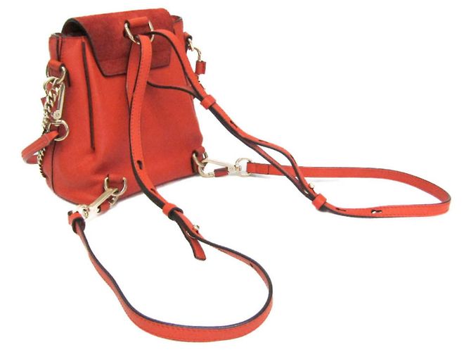 Zaino in pelle e suede Chloé Faye da donna in arancione - vista 2