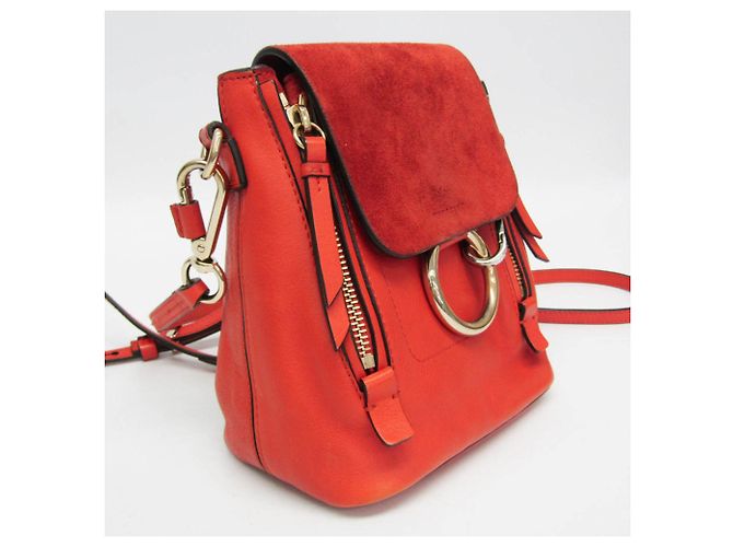 Zaino in pelle e suede Chloé Faye da donna in arancione - vista 7
