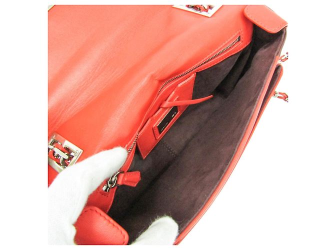 Fendi 8BR677 Leder Schultertasche Rot Bordeaux - Ansicht 3