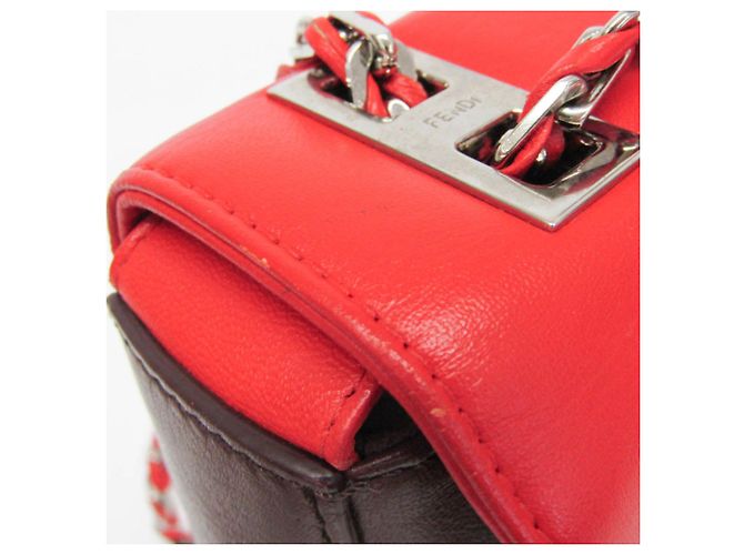 Fendi 8BR677 Leder Schultertasche Rot Bordeaux - Ansicht 9