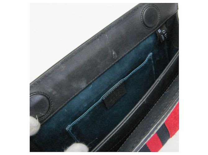 Borsa a spalla in pelle e suede per donna Gucci Ophidia 503877 Nero Rosso - vista 11