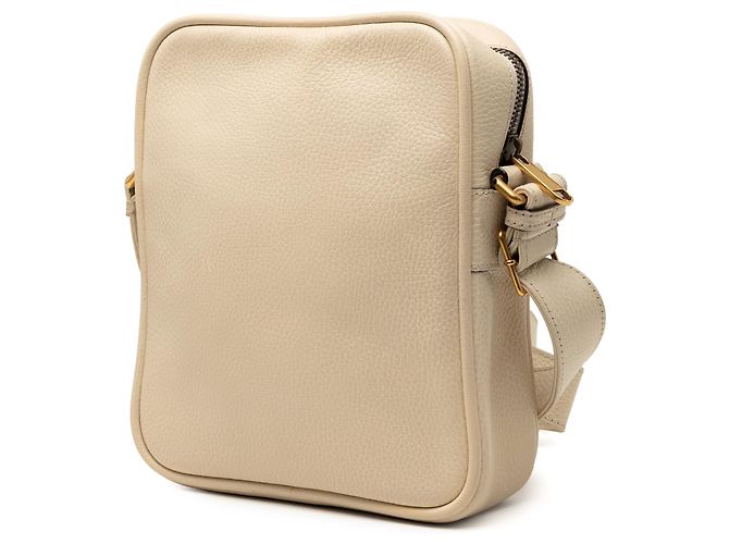 Bandolera de piel de ternera granulada marrón con logo de Gucci Castaño Beige - vista 2