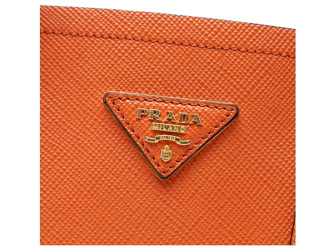 Borsa Prada Orange Medium Saffiano Cuir Double Handle Satchel Arancione - vista 5