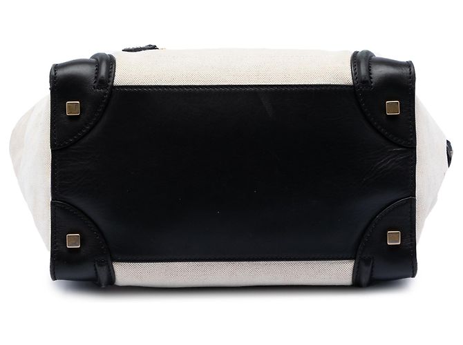 Luggage Céline Celine Braune Mini Bicolor Canvas- und Leder-Reisetasche Beige - Ansicht 3