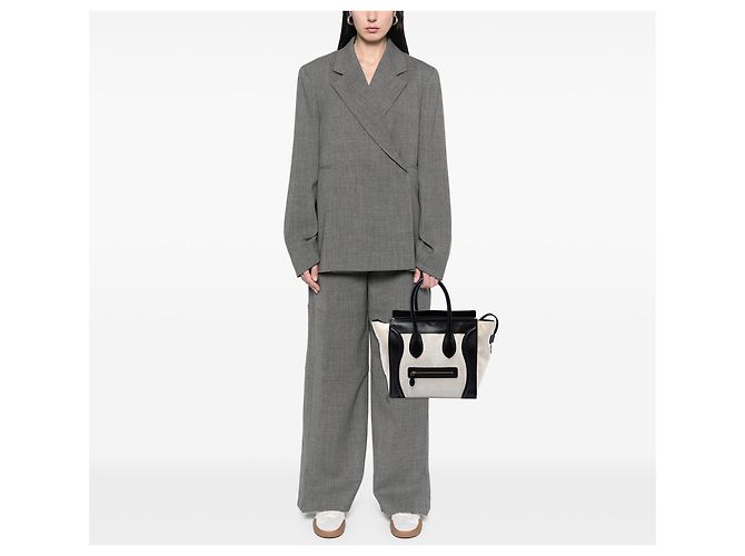 Luggage Céline Celine Braune Mini Bicolor Canvas- und Leder-Reisetasche Beige - Ansicht 7