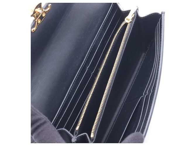 Céline Celine große Leder-Bi-Fold-Geldbörse Schwarz - Ansicht 3