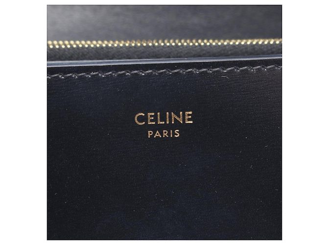 Céline Celine große Leder-Bi-Fold-Geldbörse Schwarz - Ansicht 4