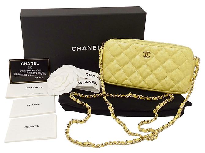 Portafoglio a spalla con catena gialla Chanel Giallo - vista 5