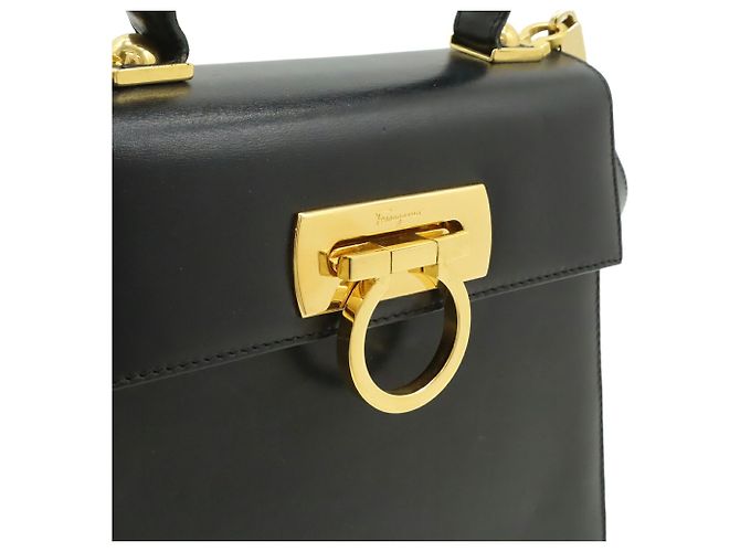 Borsa in pelle Gancini di Salvatore Ferragamo Nero - vista 8