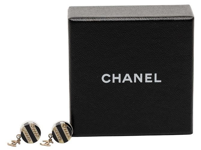Orecchini Chanel Coco Mark con bordo a catena Nero D'oro - vista 4