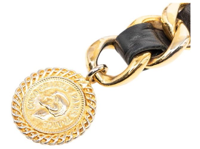 Cambon Cinturón de cadena con moneda Coco Mark de Chanel Negro Dorado - vista 2