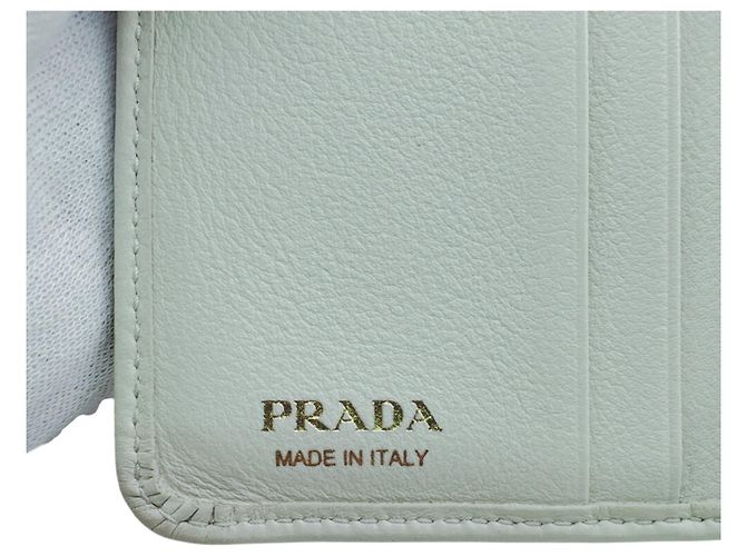 Portafoglio bi-fold Prada 1ML018 in pelle bianco oro D'oro - vista 18