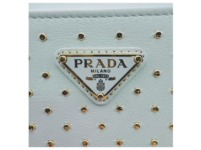 Portafoglio bi-fold Prada 1ML018 in pelle bianco oro D'oro - vista 19