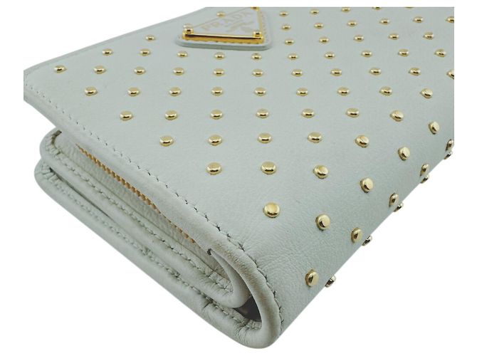 Portafoglio bi-fold Prada 1ML018 in pelle bianco oro D'oro - vista 3
