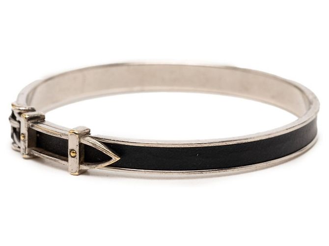 Hermès Hermann Gürtel Motiv Armreif Schwarz Silber - Ansicht 2