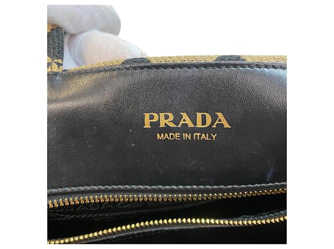 Prada 1BA356 Piccola Borsa Tote Nero Beige - vista 10