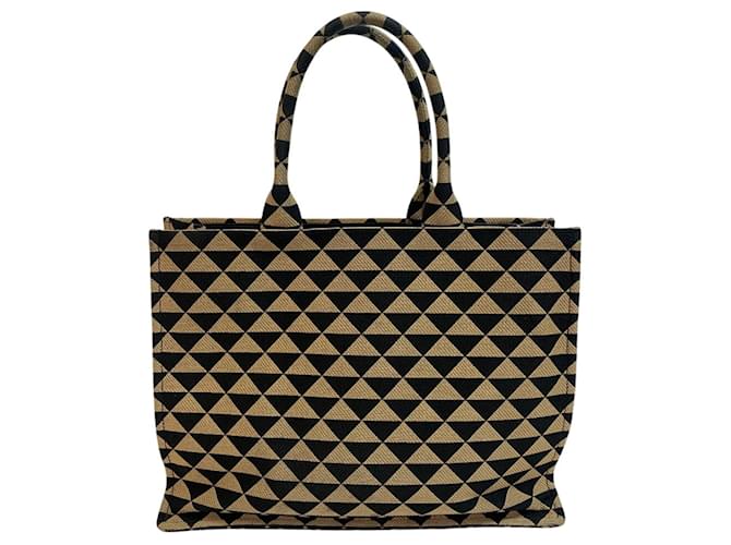 Prada 1BA356 Piccola Borsa Tote Nero Beige - vista 2