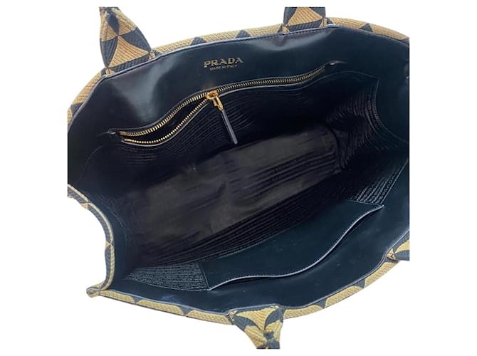Prada 1BA356 Piccola Borsa Tote Nero Beige - vista 6