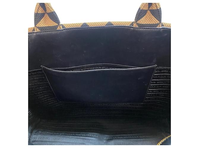 Prada 1BA356 Piccola Borsa Tote Nero Beige - vista 7