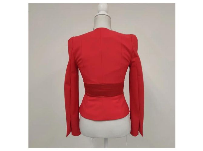Elisabetta Franchi Jacke in Rot mit Satin-Details - Ansicht 3