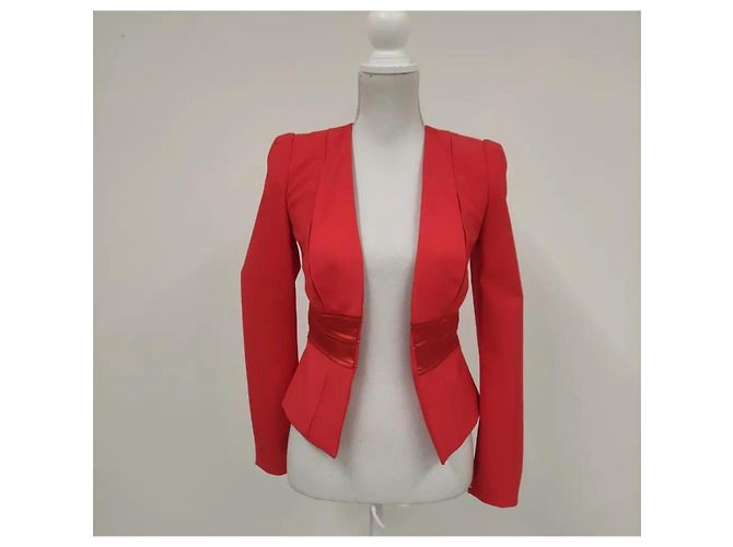 Elisabetta Franchi Jacke in Rot mit Satin-Details - Ansicht 5