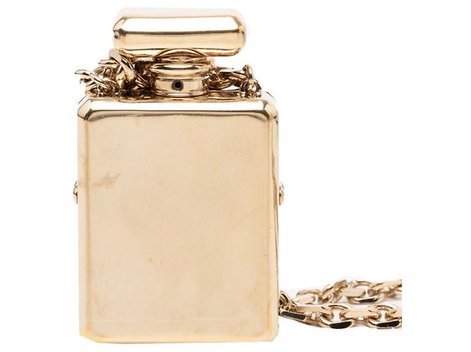 Halskette mit Anhänger in Form einer Chanel Coco Mark Parfümflasche Golden - Ansicht 3