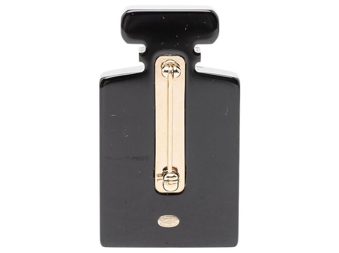 Brosche Motiv Parfümflasche Chanel Coco Mark Schwarz Weiß Golden - Ansicht 2