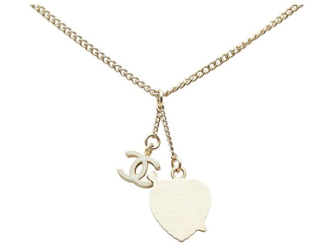 Collana Pendente in Strass a Forma di Cuore e Freccia Chanel Coco Mark Rosa D'oro - vista 3