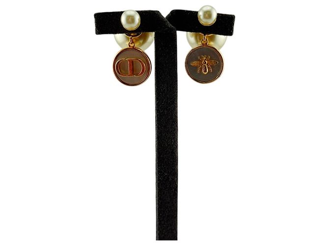 Orecchini Christian Dior Dior Tribal Perla Ape Logo CD D'oro - vista 6