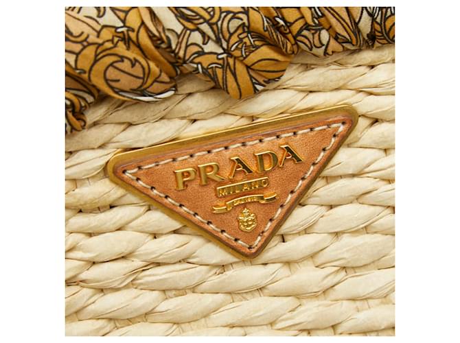 Bolso de rafia con placa de logo triangular Prada Multicolor - vista 11