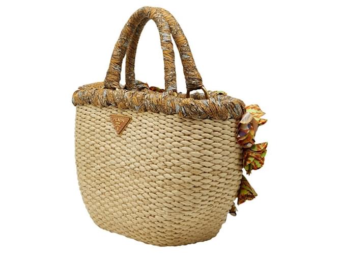 Bolso de rafia con placa de logo triangular Prada Multicolor - vista 2