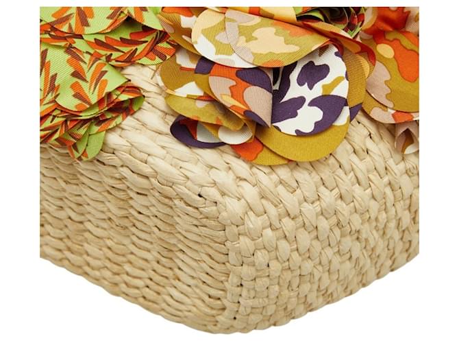 Bolso de rafia con placa de logo triangular Prada Multicolor - vista 4