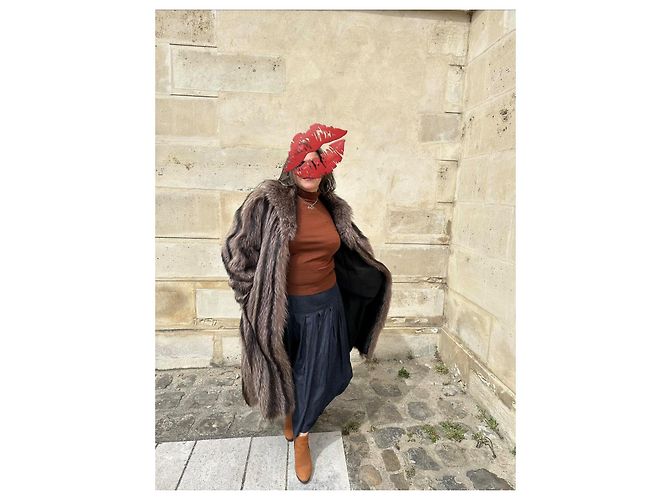 Abrigo Milady de piel de zorro marrón Castaño - vista 3